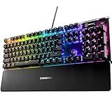 SteelSeries USB Apex 5 Hybrid Mechanical Gaming Keyboard – Per-Key RGB Illumination – Aircraft Grade Aluminum Alloy Frame – OLED Smart Display (Hybrid Blue Switch)