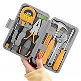 20 Pcs Basic Tool Kit, Compact Home Tool Set with Mini Tool Box, Ideal for Household Repairs, Office Maintenance, Simple DIY, General Tools User-friendly for Beginners, Women & Student(Yellow)