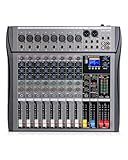 8 Channel mixer professional Audio Mixer, dj mixer with Individual Channel Control and USB Audio Recording & Editing via Computer, All-Metal mezcladora para dj (8 Channel)