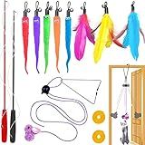 ZPH Cat Toys Interactive for Indoor Cats,2PCS Retractable Cat Wand,9PCS Teaser Toys&1PCS Hanging Door Lure Kitten Toy,Interactive Feather Toy for Teaser Play and Chase Exercise with Kitten