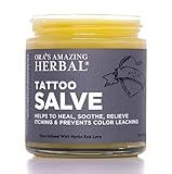 Ora's Amazing Herbal Natural Tattoo Salve,Tattoo Aftercare Balm for New & Old Inked Skin, Moisturizing & Itch Soothing Cream, Petroleum Free & Color Restoring Tattoo Ointment, 4oz, USA made