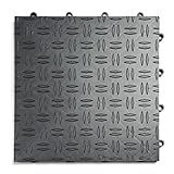 Big Floors GarageTrac Diamond, Interlocking Non-Slip Garage Flooring Tile, Durable, Modular, Heavy-Duty Copolymer, Easy Install (Graphite, 48 Pack of 12 x 12" Tiles)