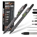 RAK Multitool Pen - Multi-Tool Pen Set 11 in 1, LED Light, Screwdrivers, Level, Ruler, Bottle Opener, and Stylus. Cool Gadgets Gifts for Men, Dad, EDC Tactical Pen Tool, Gift-Ready Box, Pack of 2