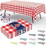 misaya 4 Packs Buffalo Disposable Table Cloth, 54 x 108 Inch Waterproof Plastic Tablecloth, Rectangle Red and White Checkered Table Covers for Picnic, Birthday, 4th of July Party