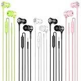 LWZCAM Wired Earbuds with Microphone 5 Pack, in-Ear Headphones with Heavy Bass, High Sound Quality Earphones Compatible with iPad, Laptop, MP3, Android Smartphones, Fits All 3.5mm Jack Device