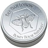Honey House Solid Lotion Bee Bar (No Added Scent, 2 oz) New in Silver Embossed Tin Case
