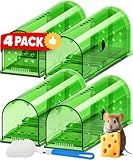 Motel Mouse Humane No Kill Live Catch and Release Mouse Traps, Reusable with Cleaning Brush - 4 Pack