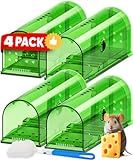 Motel Mouse Humane No Kill Live Catch and Release Mouse Traps, Reusable with Cleaning Brush - 4 Pack