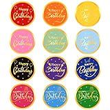 120 Happy Birthday Stickers, 2 in Round Gold Foil Seals for Gifts