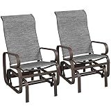 Yaheetech Outdoor Rocking Chair Patio Glider with Sling Seat Set of 2,Gray