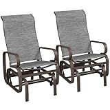 Yaheetech Outdoor Patio Glider, Rocking Lounge Chair with Sling Fabric and Steel Construction for Porch Patio Balcony Set of 2