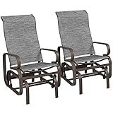 Yaheetech Outdoor Patio Glider, Rocking Lounge Chair with Sling Fabric and Steel Construction for Porch Patio Balcony Set of 2