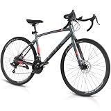 Pipleo Road Bike, 700C City Commuter Bicycle, 21 Speeds Shimano Drivetrain Sport Racing Bike, Light Weight Aluminum Frame, Urban Bike for Men Women Adult Bicycle (Gray, Frame Size 53CM)