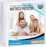 Queen Size Mattress Protector Waterproof, Premium 200 GSM Terry Mattress Cover, Soft & Breathable Bed Cover, Fitted Sheet Style Stretchable Deep Pockets 17" by Utopia Bedding (White)