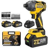 GoYwato 2655In-lbs 21V Brushless 1/4" Cordless Impact Driver Set Yellow