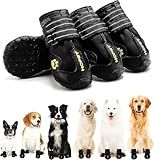 Hcpet Dog Boots, Dog Shoes for Large Dogs, Medium Dog Boots & Paw Protectors, Anti-Slip Dog Booties for Hot Pavement Winter Snow Hiking with Reflective Straps Black Size 7