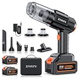 ZARIMI Car Vacuum Portable Cordless, 50000Pa High Power Rechargeable Dust Buster with 2 Batteries & Charger, 6-in-1 Handheld Vacuum Cleaners for Home, Car, Pet Hair, Keyboard, Black