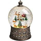 Blansong Snow Globe Christmas Decorations for Home Auto Snowfall Glitter Music Collection Santa Reindeer Train Snowy Village Scene with 6H Timer USB/Battery Powered 105mm Globe