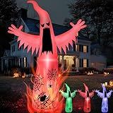 Joiedomi 12 FT Halloween Inflatables Giant Ghost Outdoor Decorations, Halloween Blow Up Ghost Yard Decorations with 3-Colored Flashing Flame Light for Lawn Party Scary Decor