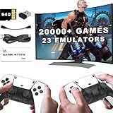 CWZZ Wireless Retro Game Console,4K HDMI Output Plug and Play Retro Video Games for Tv,20,000+ Games,with Dual 2.4G Wireless Controllers(64G),Great, White