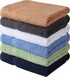 Towel and Linen Mart 100% Cotton 6 Pack Bath Towel Set, Quick Dry, Super Absorbent, Light Weight, Soft, (27 x 54 Pack of 6) Beige, White, Grey, Sky Blue, SAGE Green, Navy