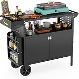 Eltean Grill Table,Outdoor Grill Cart with Storage