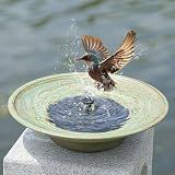 HOUYANG Solar Fountain Bird Bath, Metal Bird Bath Bubbler,Bird Bath Bowl