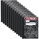 Mead Composition Notebook, Wide Ruled Paper, 7.5" x 9.75", 100 Sheets, Black Marble, 12 Pack (72936)