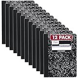 Mead Composition Notebook, 12 Pack, Wide Ruled Paper, 7-1/2" x 9-3/4", 100 Sheets per Comp Book, Black Marble (72936)