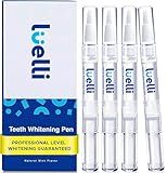 Luelli Teeth Whitening Pen, 40+ Uses - Travel Size Professional Tooth Whitener Serum, Extra Strength Organic Teeth Bleaching Gel for Sensitive Teeth, Instant Stain Removal, Simply White Smile, 4 Count