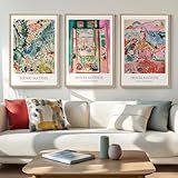 Framed Vintage Matisse Wall Art, Large Set of 3 Piece Colorful Canvas Artwork for Walls, Matisse Retro Landscape Paintings Prints Pictures for Living Room Bedroom Hallway Office Wall Decor 16x24
