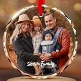 Personalized Christmas Ornaments - Custom Photo Crystal Glass Ornament,