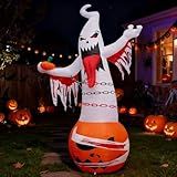 10FT Halloween Inflatable Ghost Outdoor Decoration with Built-in LED Lights, Suitable for Yard, Garden and Lawn Decoration.