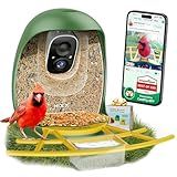 HIXX Smart Bird Feeder with Camera, Lifetime Free AI Bird Species Recognition, Solar-Powered Video Birds Feeder for Outdoors with HD Camera, Mounts Anywhere (Green)