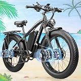 9000W Peak Dual Motor Ebike for Adults - 52V 34Ah Fast Electric Bike for Men Women 45 MPH,Up to 100 Miles,24" Fat Tire Lockable Suspension Electric Bicycle for Snow Off-Road Commuter Mountain E-Bike