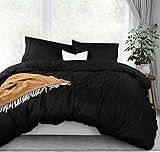 Utopia Bedding Duvet Cover Queen Size - 3 Piece with Zipper Closure - 1 Comforter Cover 90X90 Inches & 2 Pillow Shams 20X26 Inches (Black) Comforter Not Included