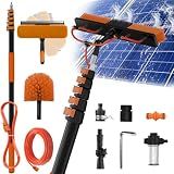 Buyplus 30FT Reach Solar Panel Cleaning Brush Kit with 5-24FT Telescoping Pole, Water Fed Window Cleaner Tool with 20" Brush, Soap Dispenser, Cobweb Duster, Squeegee for Roof, RV, Gutter, Deck,Orange