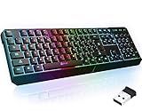 KLIM Chroma Wireless Gaming Keyboard RGB New - Long-Lasting Rechargeable Battery - Quick and Quiet Typing - Water Resistant Backlit Wireless Keyboard for PC PS5 PS4 Mac - Black