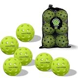cyclotron 6-Pack Pickleball Balls with Mesh Bag - USAPA Approved 40 Holes Outdoor/Indoor pickleballs for Tournament Play(Green)