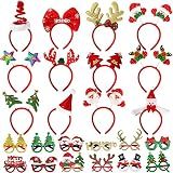 Max Fun 24 Pieces Christmas Glasses Frame and Headbands Set Cute Christmas Decoration Accessories for Holiday Party Favors and Photo Booth