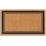 Barnyard Designs Natural Coco Coir Heavy Duty Backing Doormat - Large Cute Non-Slip Front Door Welcome Mat for Outside Entrance or Porch Entry, Brown (17x30, Border)