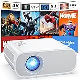 HOMPOW Projector, Electric Focus Native 1080P Full HD Bluetooth Projector with Speaker, Outdoor Portable Movie Mini Projector Compatible with Laptop, Smartphone, TV Stick, Xbox, PS5