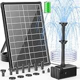 POPOSOAP 8W Solar Fountain Pump with Built-in 3600mAh Battery, Solar Powered Bird Bath Fountain with Dry-run Protection & Double-layer Nozzles 5Ft Tubing for Pond, Bird Bath, Backyard Water Feature