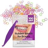 Orthodontic Rubber Bands for Braces, 1/4in Medium, 100 Pack, Neon