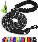 Taglory Rope Dog Leash for Medium Large Dogs, 6 FT Padded Handle, Black