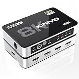Kinivo 8K HDMI Switch (8K 60Hz, 4 in 1 Out, 48Gbps HDMI 2.1 Hub, Ultra HD Switcher, HDR10+, Dolby Atmos) - Compatible with HDTV, Nintendo Switch 2, PS5, Xbox, Apple TV