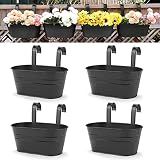 Hanging Planters, 10.6" Metal Railing Planters for Outdoor Plants, 4pcs