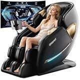 HaiyoHBED 2026 4D Massage Chair Full Body, PU Leather Zero Gravity Heated Back Foot Hand Massage Recliner, AI Voice Control, Office and Living Room Furniture, Portable - Black