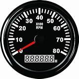 SAMDO 85mm Marine Tachometer Car Truck Boat Tacho Gauge with Hour Meter Waterproof 8000 RPM 12V 24V