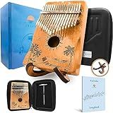 Orora Kalimba 17 Keys Thumb Piano - Songbook included with 25 Songs - Varnished Wood Musical Instrument - Finger Piano with Protection Case, Stand, Accessories - Unique Gift